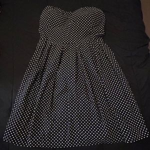 Black & White Strapless Polka Dot Dress